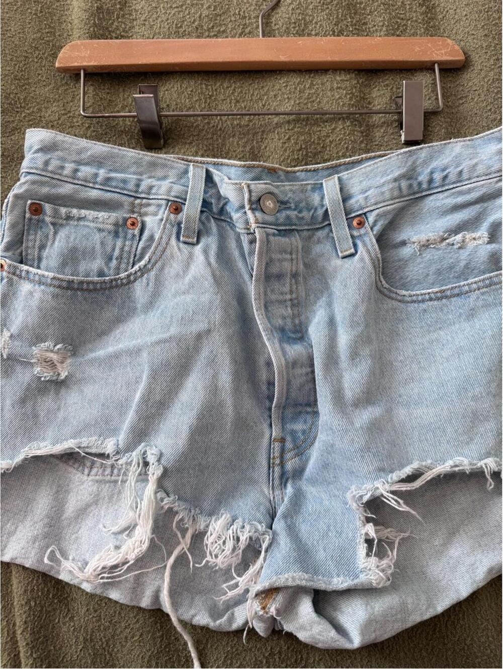 Levi's Light Blue Distressed Denim Shorts